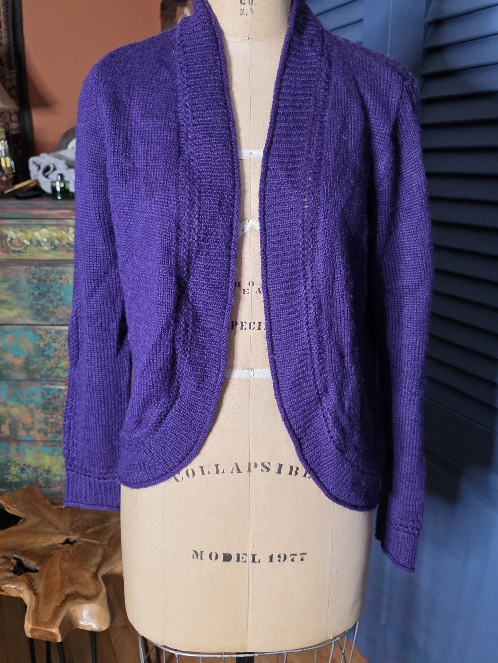 Chico's Deep Purple Open-Front Knit Cardigan